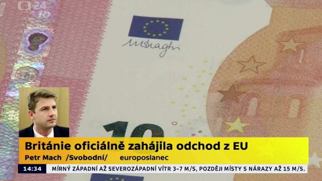 P. Mach v ČT o spuštění brexitu: Je to krásný den a Británii gratulujeme